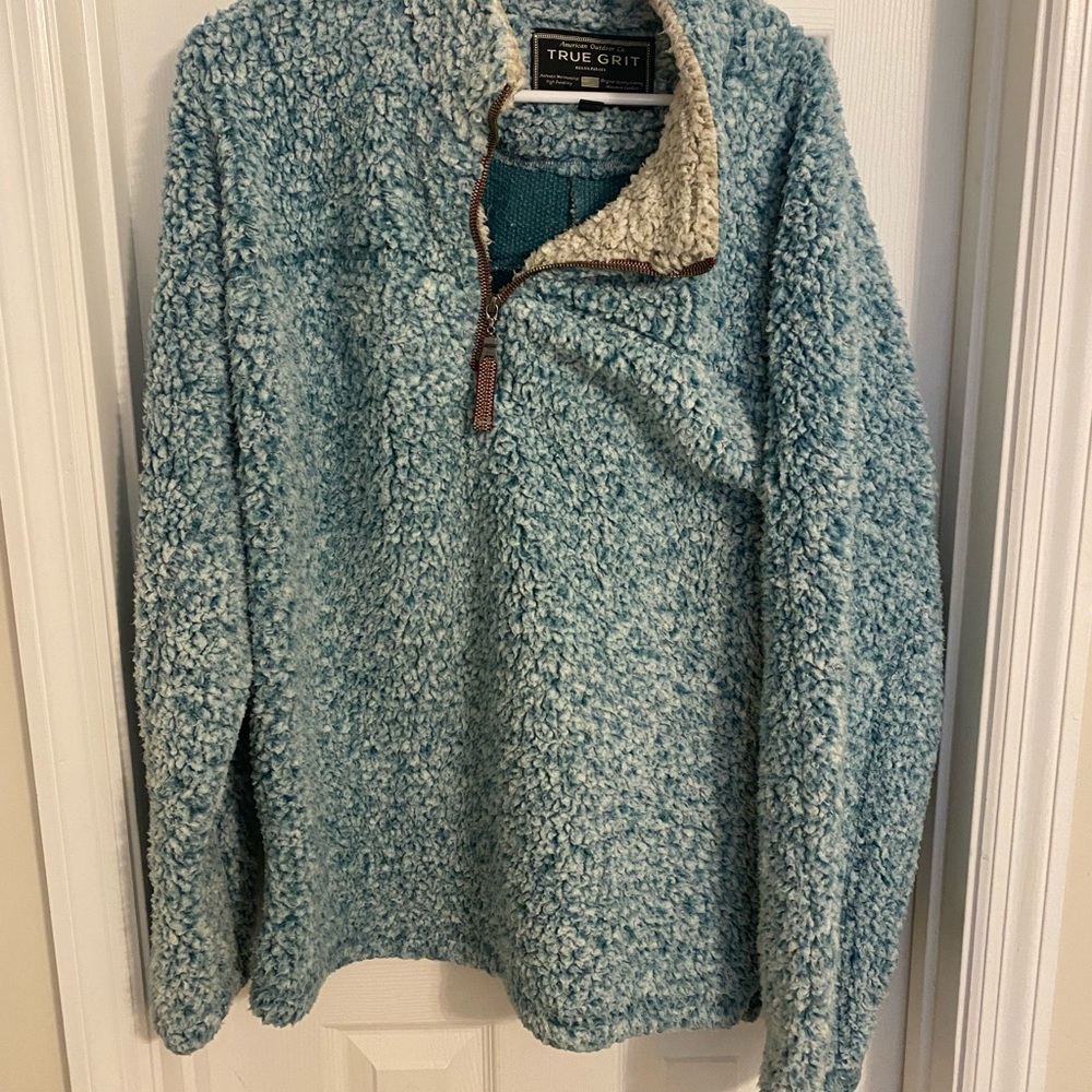 True Grit Frosty Tip Pullover- Aqua